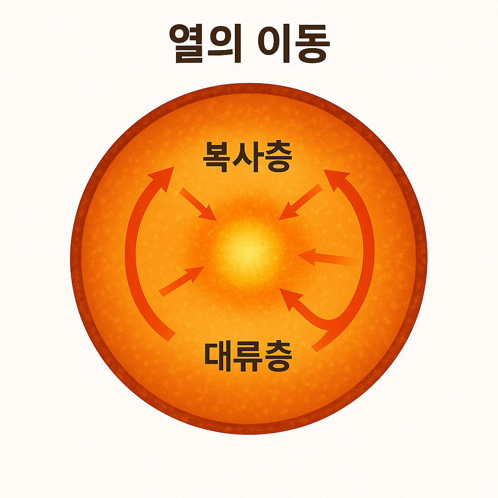 복사층과 대류층의 역할 이미지