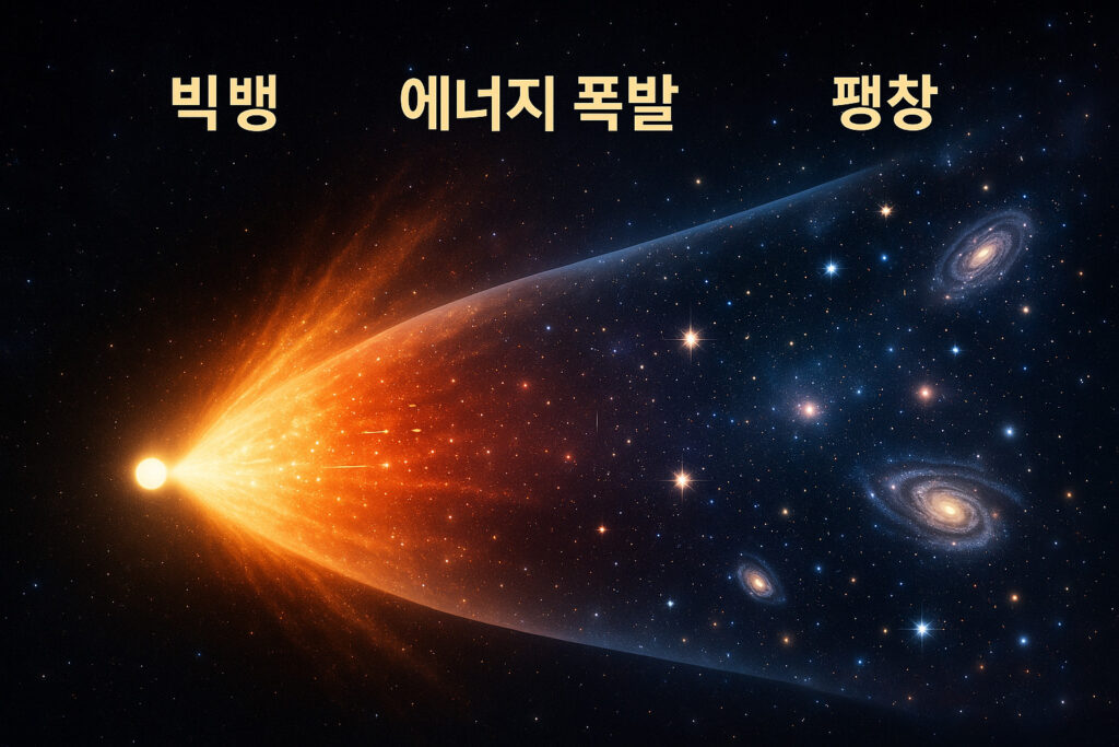 빅뱅 이론을 설명하는 이미지