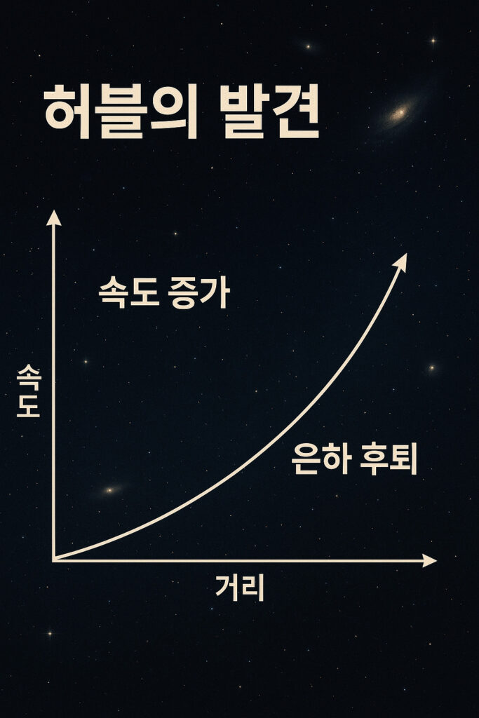 허블의 법칙과 우주 팽창 그래프